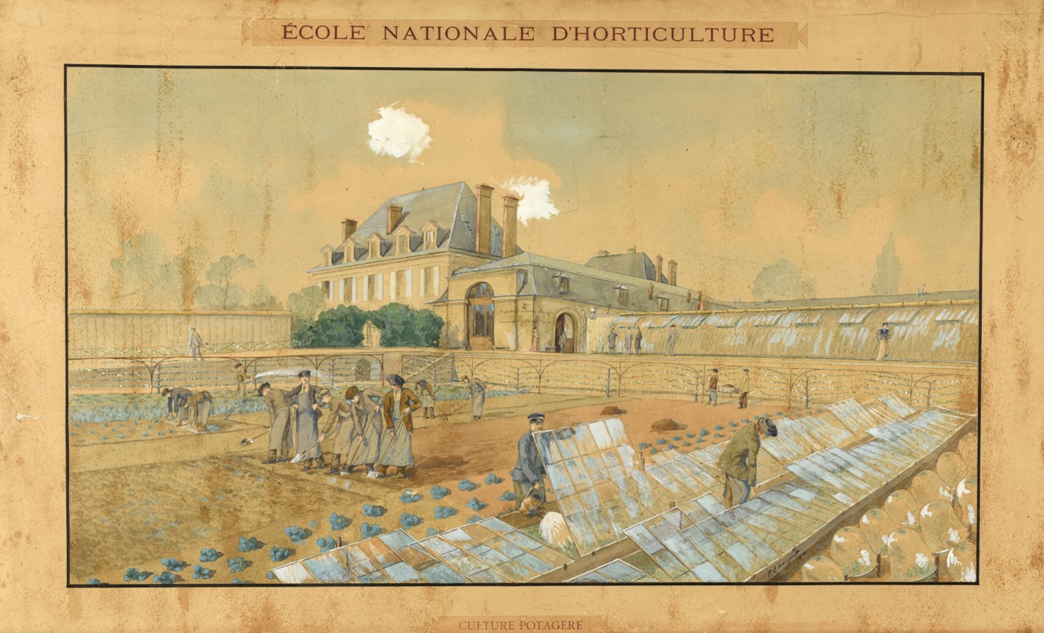 Paysage marque-page pyrogravure sur bois fait main -  France