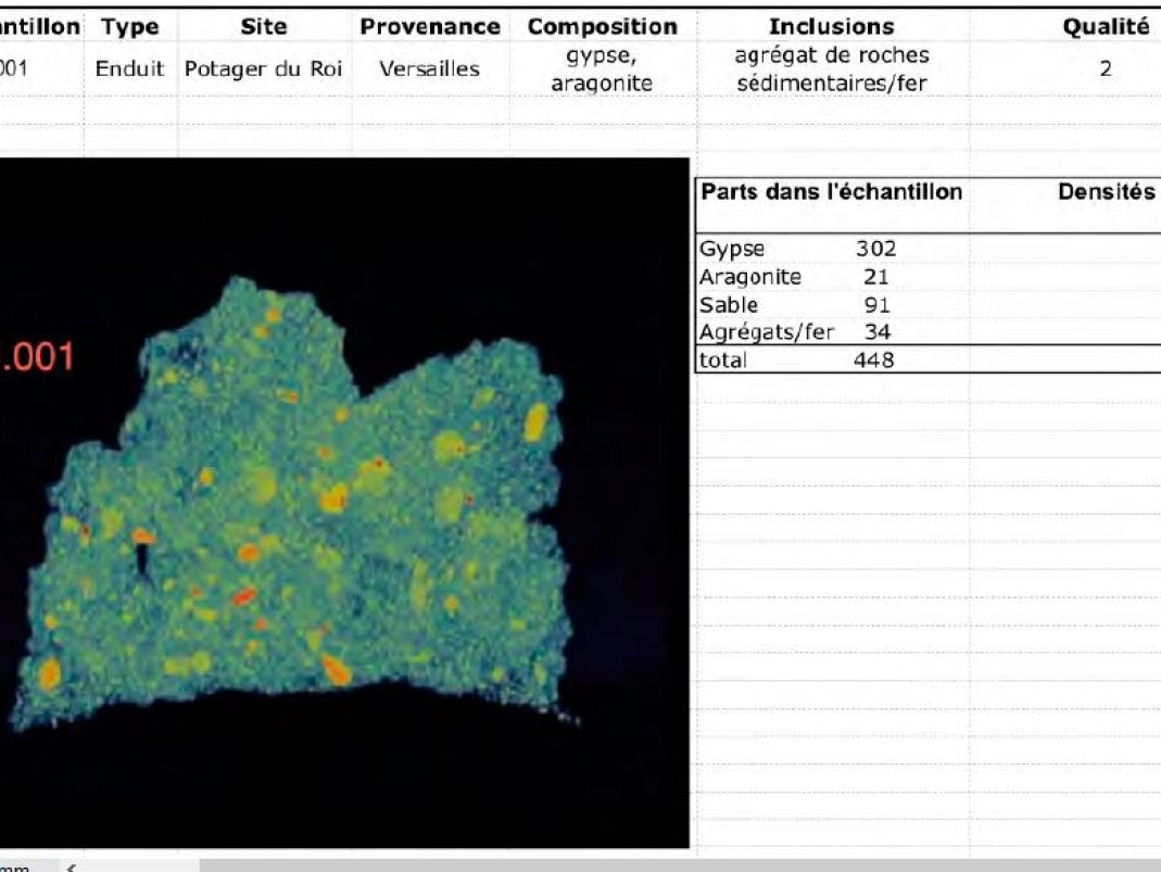 Agrandir l'image - fenêtre modale - Échantillon 1 - G. Treyvaud, avril 2014, Analyse tomodensitometrique et physico-chimique des matériaux céramiques et des mortiers, Séminaire de Saint Sulpice, Montréal, Québec, INRS, Laboratoire de scanographie.