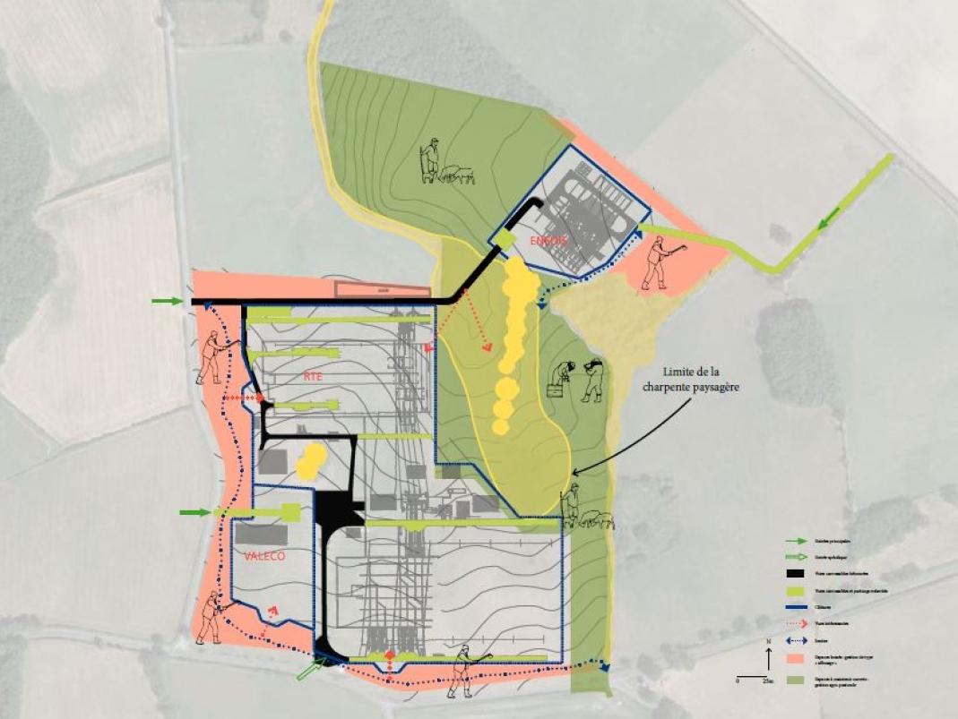 Agrandir l'image - fenêtre modale - Synthèse des intentions d’aménagement et des réflexions autour de la gestion des lisières ainsi rendues au domaine public.