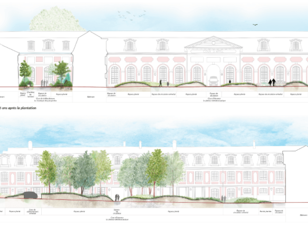 Agrandir l'image - fenêtre modale - Coupe transversale de l'un des quatre projets retenus par la cour d'appel de Versailles.