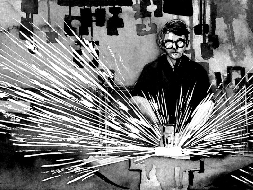 Agrandir l'image - fenêtre modale - Interventions sur les armatures réalisées par un compagnon dans la Forge.