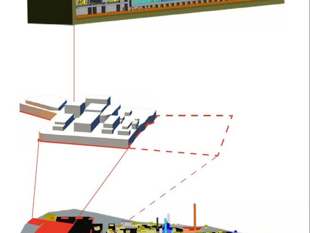 Agrandir l'image - fenêtre modale - Un objet piscine, dans un objet usine, dans un objet Orano, l’emboîtement des objets.