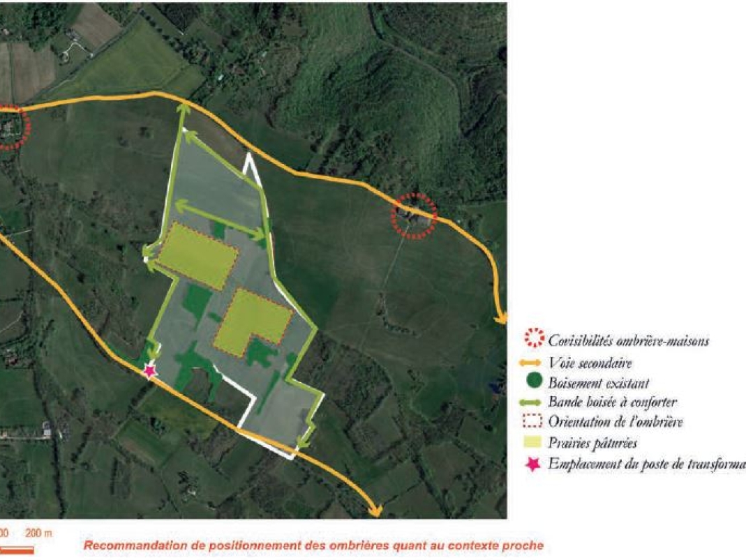 Agrandir l'image - fenêtre modale - Recommandation de positionnement des ombrières quant au contexte proche à Floressas.