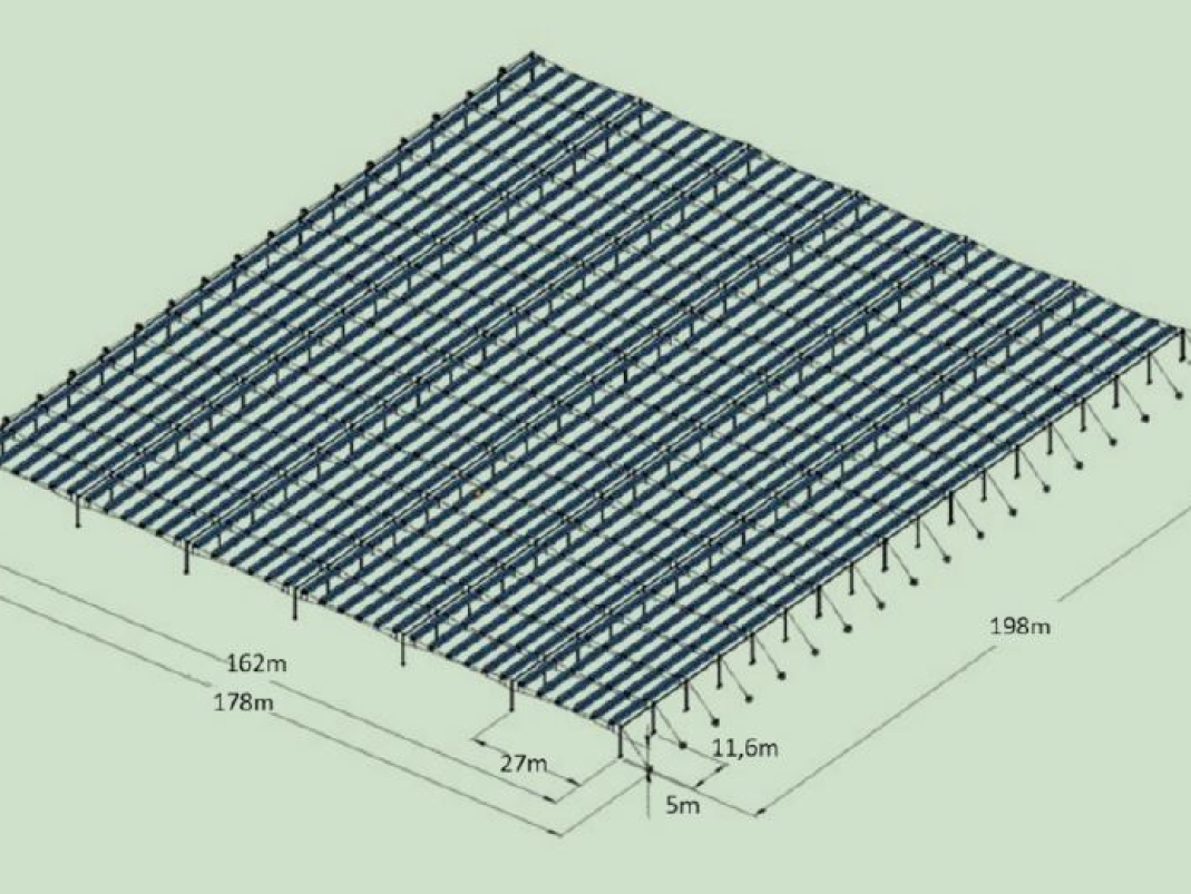 Agrandir l'image - fenêtre modale - Schéma de principe d’une ombrière agrivoltaïque.