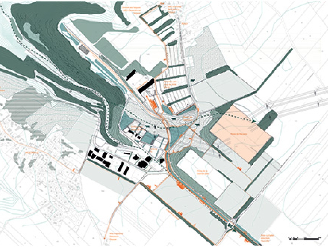 Agrandir l'image - fenêtre modale - Plan projet à l'échelle de la valleuse et de ses trois dépressions.