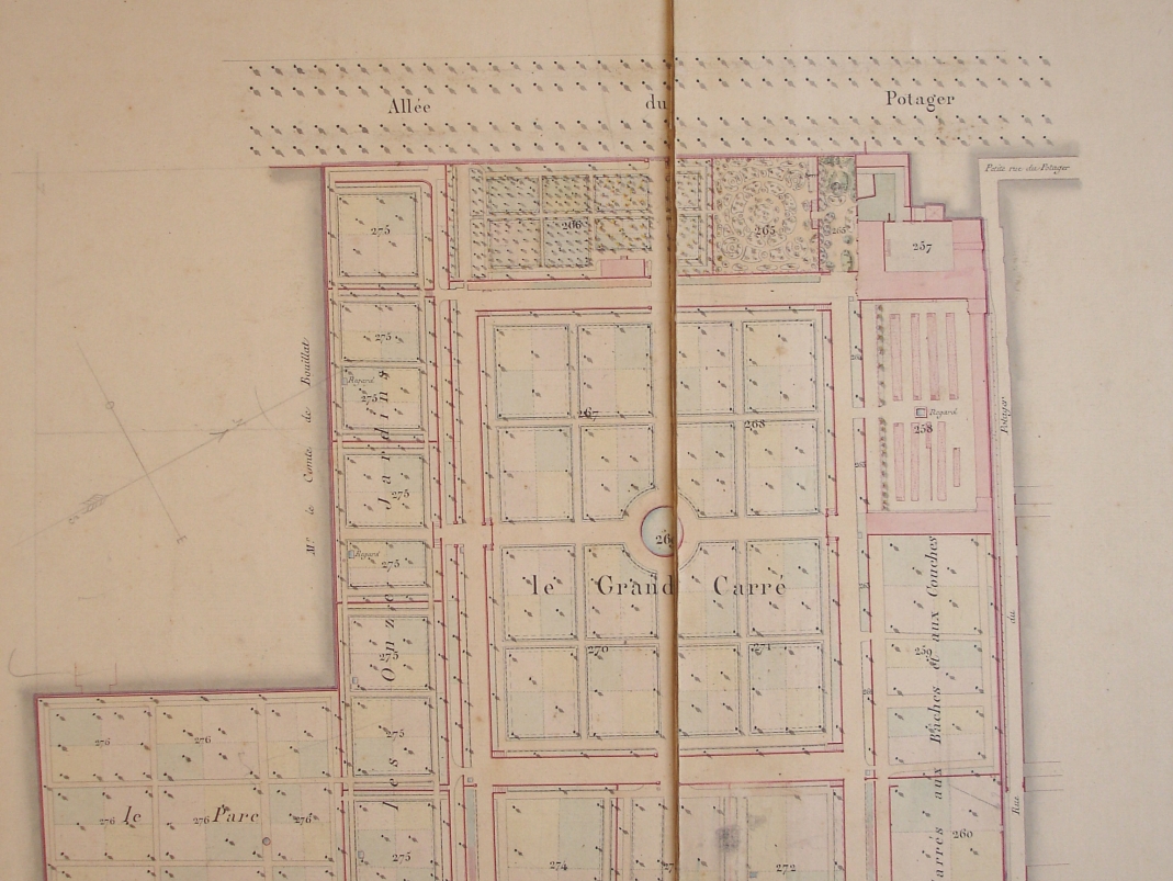 Agrandir l'image - fenêtre modale - Plan de 1844, la parcelle est mentionnée le Parc. Cette dénomination persiste sur un plan de 1897 (Nanot et Deloncle).