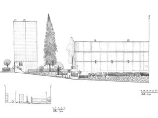 Agrandir l'image - fenêtre modale - Immeuble de l'avenue des Frères Montgolfier et la résidence senior, secteur Cyrano, coupe 1-100.