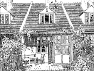 Agrandir l'image - fenêtre modale - Projet pour une maison d'ouvrier dessiné par Heinrich Tessenow.