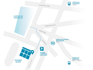 Agrandir l'image - fenêtre modale - Plan de situation du Potager du Roi, site historique de l'École nationale supérieure de paysage.