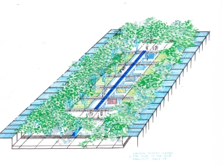 Agrandir l'image - fenêtre modale - esquisse en couleur des patios