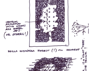 Agrandir l'image - fenêtre modale - croquis en noir et blanc des patios